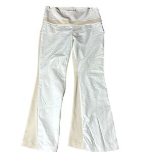 Cris barros vintage unique mixed media flare pants knit bellbottom white cream